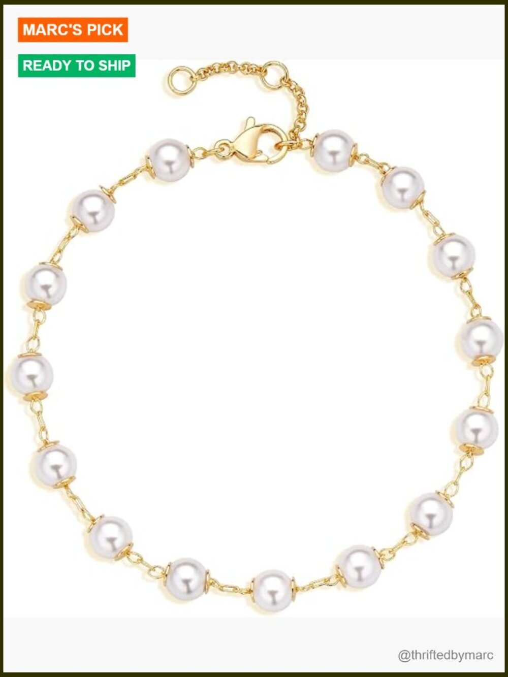 Gold Link Chain Bracelet with Pearl Dainty Jewelry for Women